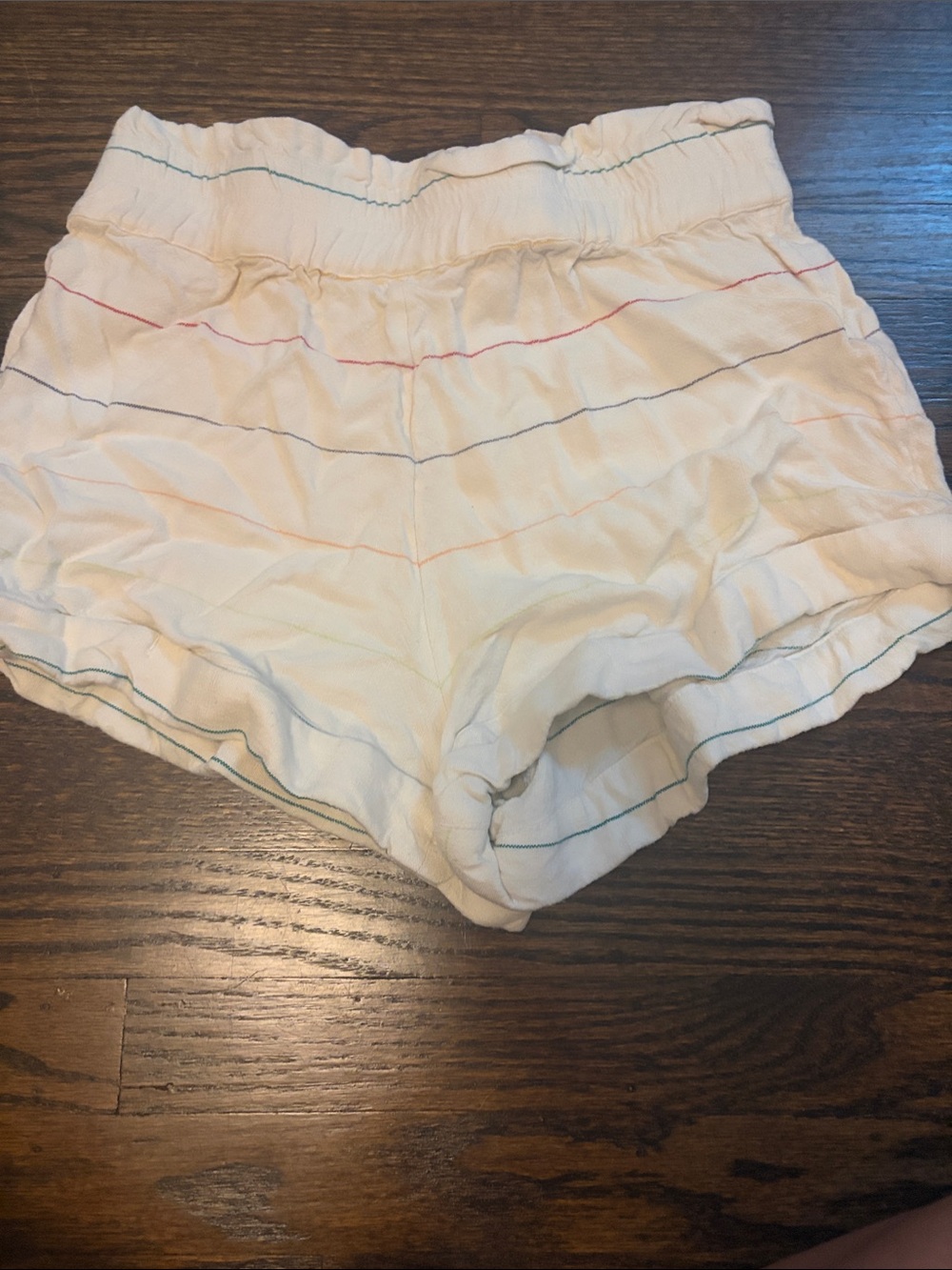 O'Neill Cream Women's Athletic Shorts with Subtle Multicolor Stitching